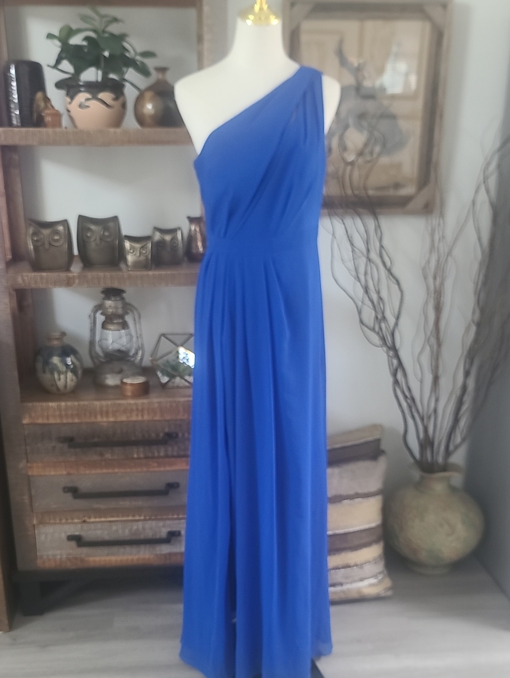 Davids Bridal One-Shoulder Royal Blue Evening Dress
